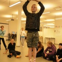 Í danstíma þar sem nemendur fengu að prufu ballettskó