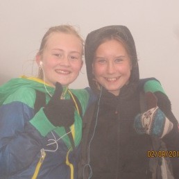 Ánægðir göngumenn í þokunni..