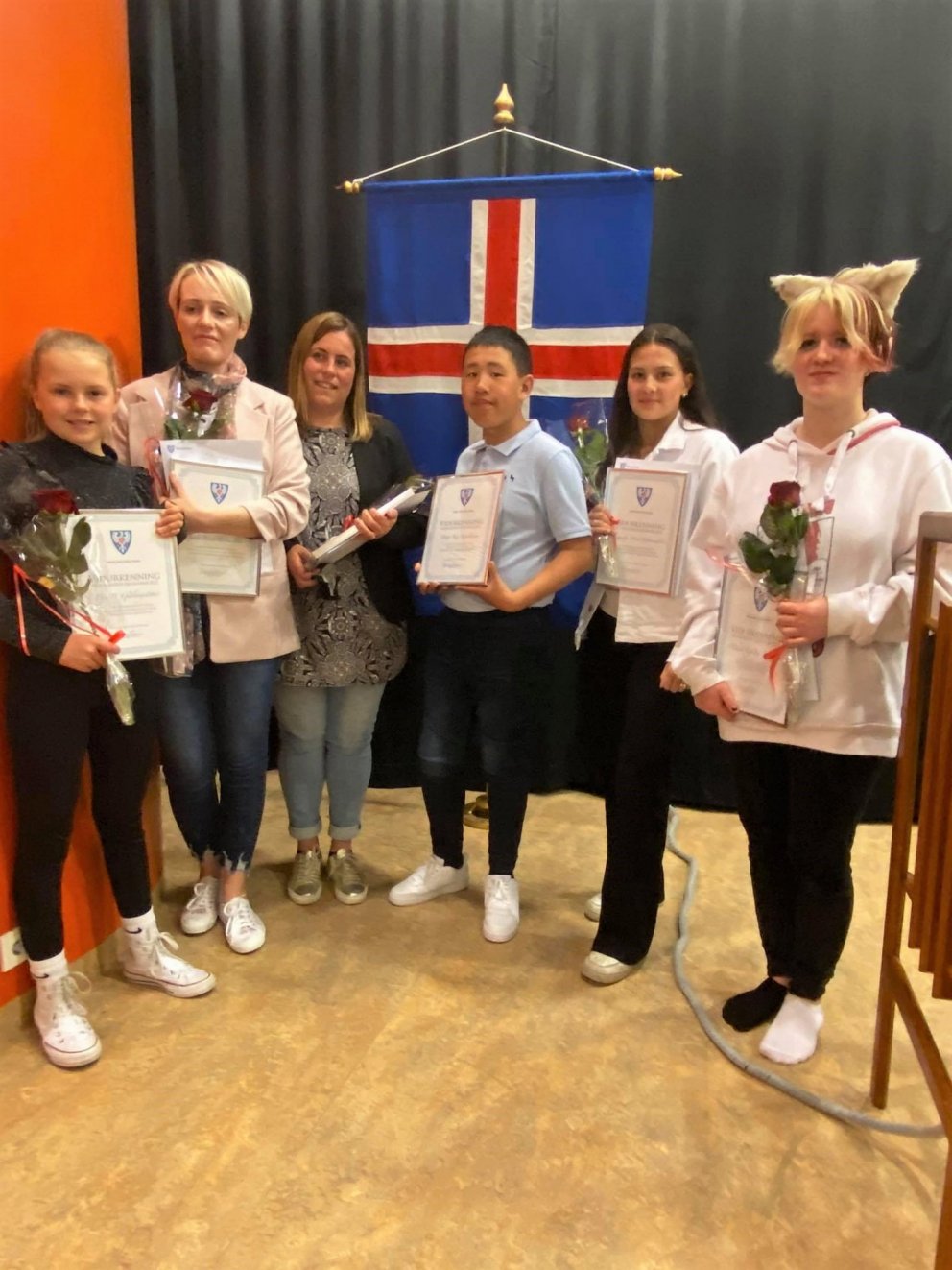 Eyja, Vala Björt, Sigríður Jóna, Dagur Kai, Kimberley Dóra og Mahaut.