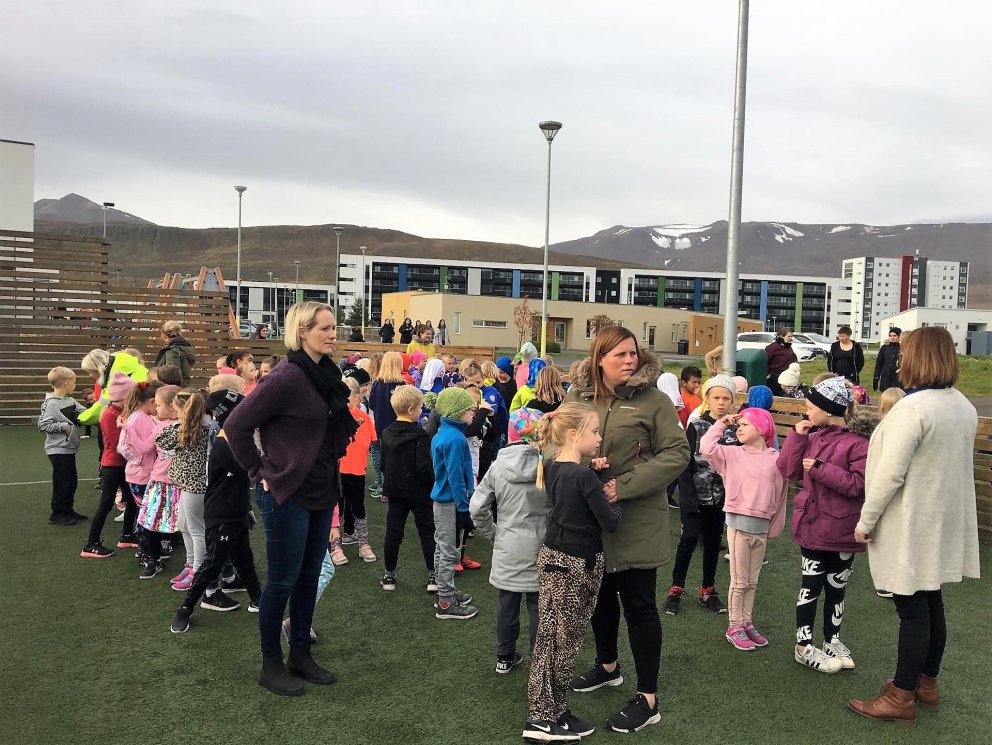 Brunaæfing í Naustaskóla