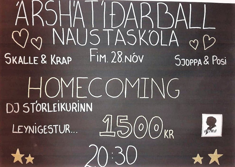 Árshátíðarball í kvöld, fimmtudagskvöld.