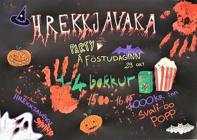 Hrekkjavökuball fyrir 1.-4. bekk föstudaginn 29. október