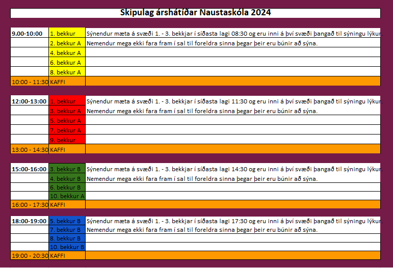 Árshátíð fimmtudaginn 21. mars - skipulag
