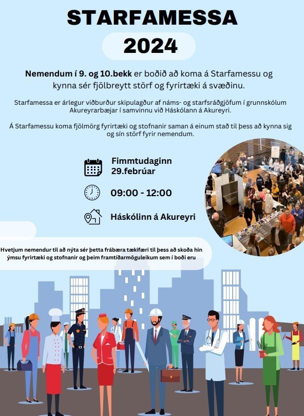 Starfamessa í HA á morgun