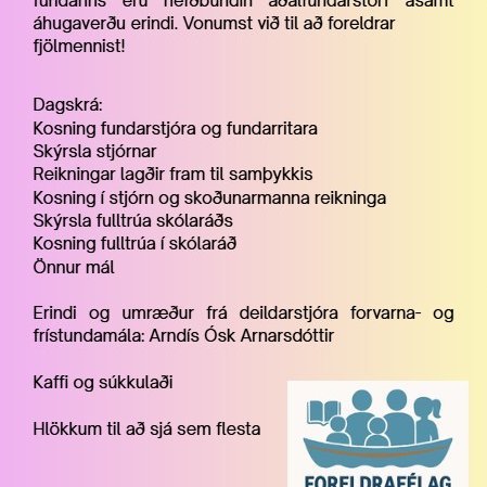 Aðalfundur foreldrafélags Naustaskóla miðvikudaginn 30. september