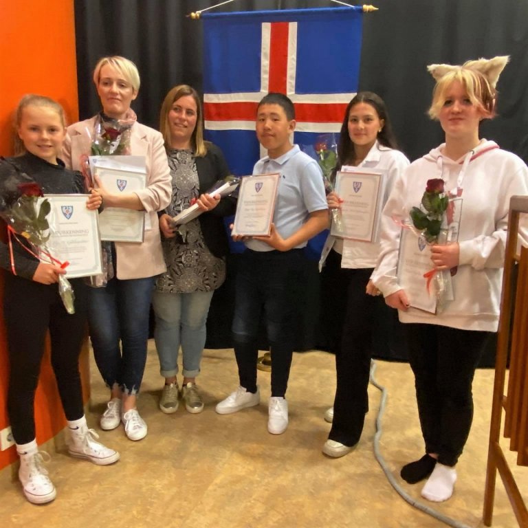 Eyja, Vala Björt, Sigríður Jóna, Dagur Kai, Kimberley Dóra og Mahaut.