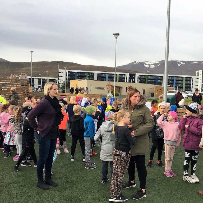 Brunaæfing í Naustaskóla