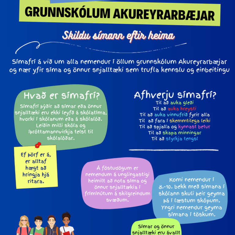 Reglur um símafrí í grunnskólum Akureyrarbæjar